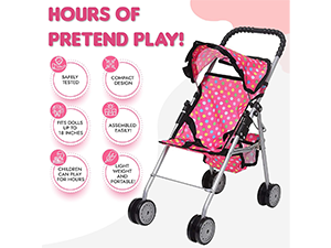 fash n kolor Doll Stroller with Basket