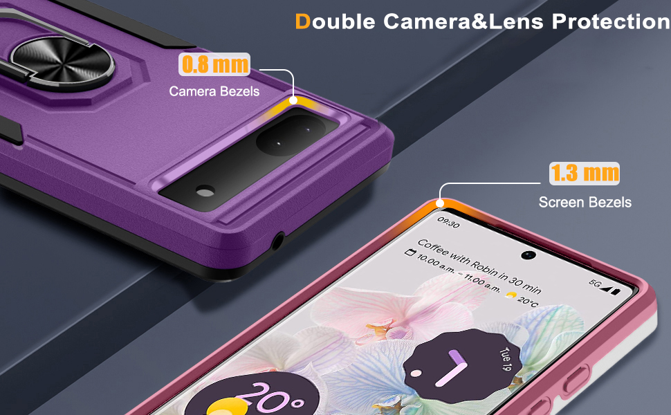 google pixel 7a phone case cover with kickstand ring holder dual layer protective