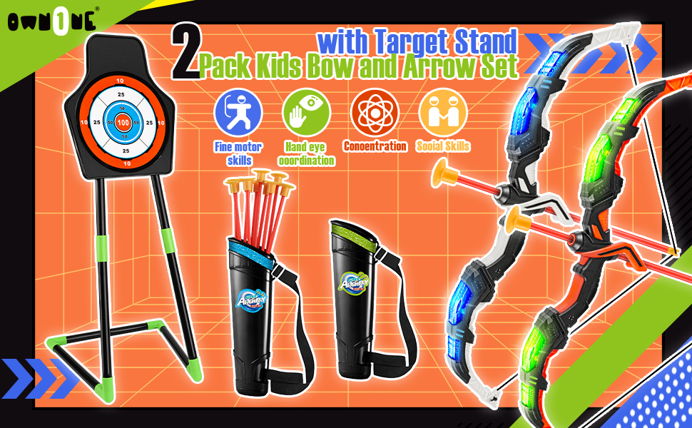 Own1one Bow and Arrow Set Kids with LED Lights, Kids Archery Set