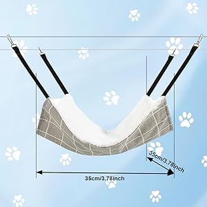 BLMHTWO 2PCS Cat Hammock Bed, Reversible Pet Cage Cat Hanging Bed Soft Plush Hanging Hammock for Kitten, Ferret, Rabbit, Chinchilla, Guinea Pig (Gray, Blue) 13 cat bed hammock