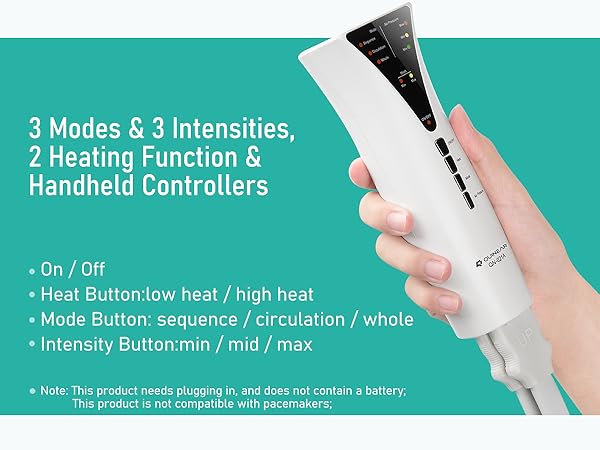 Leg massage machine portable handheld controller with one-button operation for multiple functions