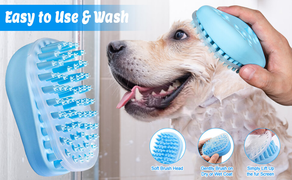 Dog Bath Brush Dog Shampoo Brush Dog Soap Scrubber for Bath Silicone Dog Wash
