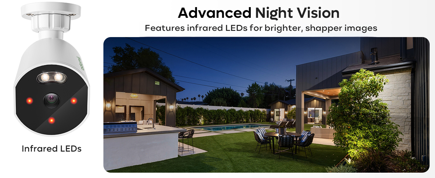 Advanced Night Vision Features infrared LEDs for brighter, shapper images