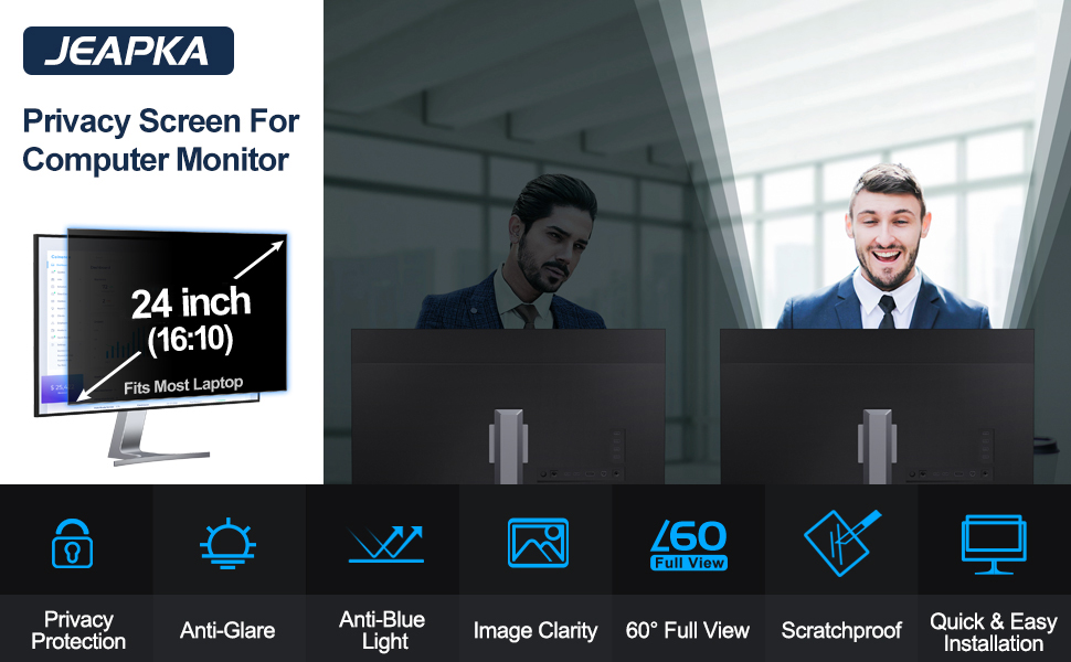 JEAPKA 24 Inch Computer Privacy Screen 2 Pack for 1610