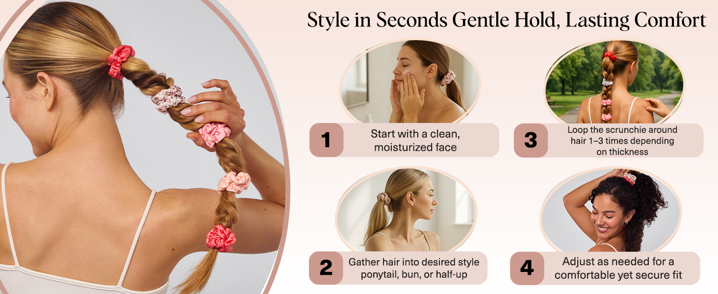 Kitsch Satin Scrunchies for Women - No Crease Hair Ties for Girls