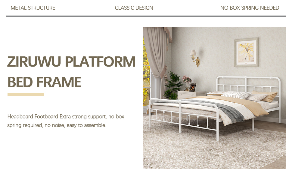 Amazon.com: ZIRUWU Metal Platform Bed Frame with Headboard