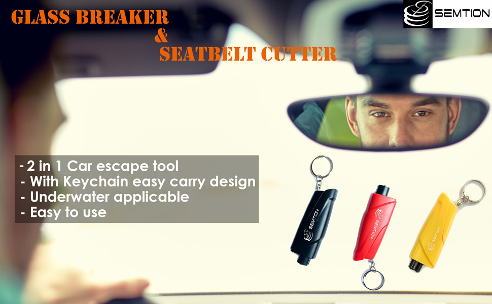 SEMTION Window Breaker Seatbelt Cutter Keychain Car Escape
