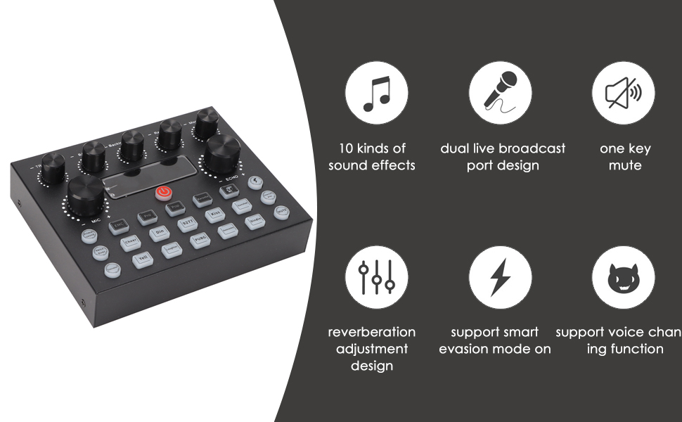 Audio Mixer, Live Sound Card and Audio Interface