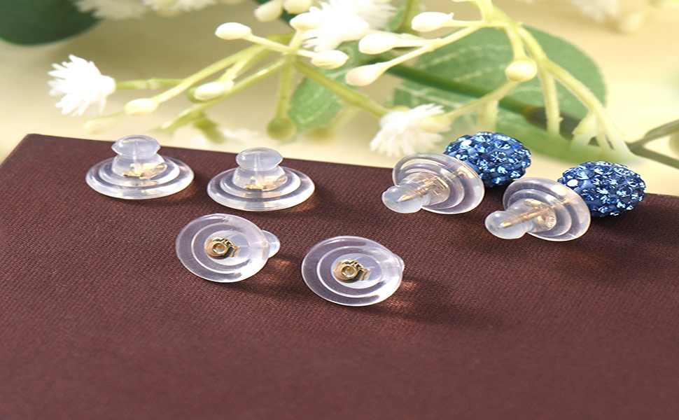 Earring Backs,18K Gold Silicone Earring Backs Replacements