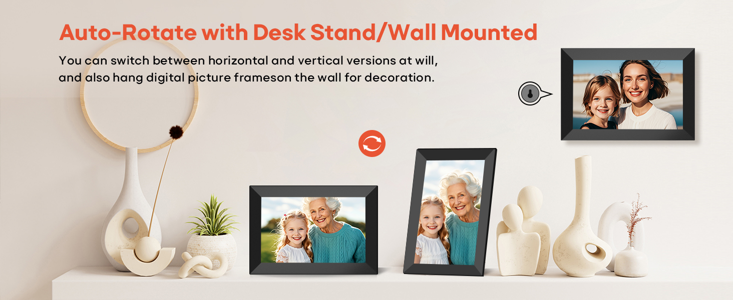 High-definition electronic picture frame with motion sensor, providing an interactive way to display cherished family moments