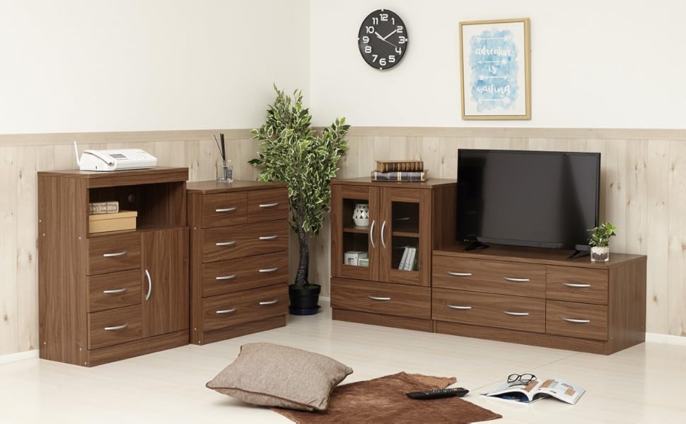 ウォールナット♡チェスト Amazon｜ブルーム ローチェスト W89.5×D41×H39.5cm シンプル