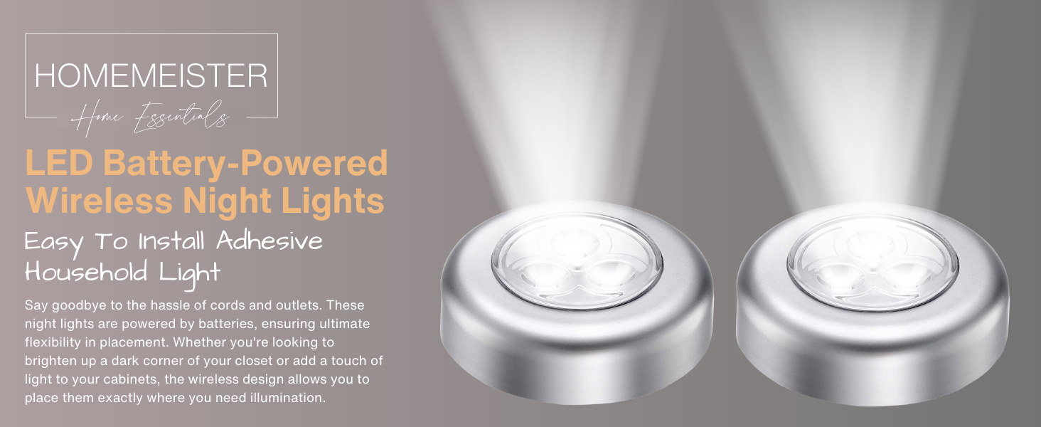 LED battery powered wireless push lights