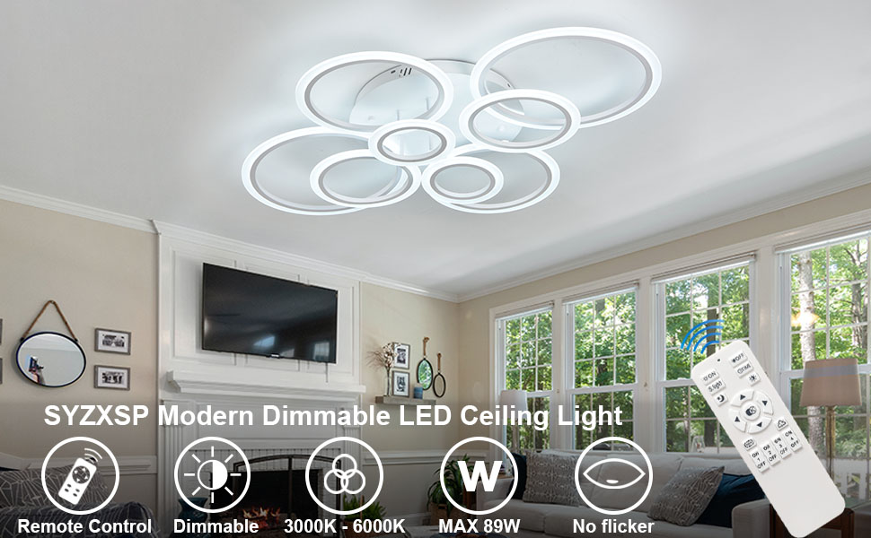 ◆睡眠shop◆ SYZXSP Modern LED Ceiling Light 41inch with Remote Dimmable