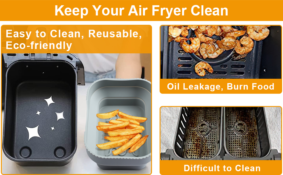 Air Fryer Silicone Pot, 2 Pack Reusable Non Stick Food Grade Air Fryer