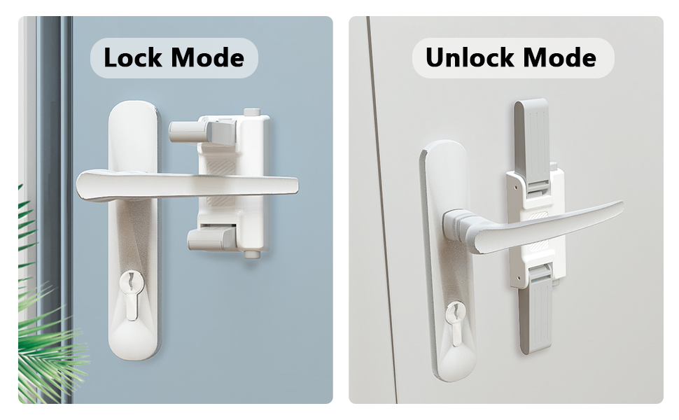 Door Lock for Children 2Pcs, Door Handle Lock Without Drilling No Trace