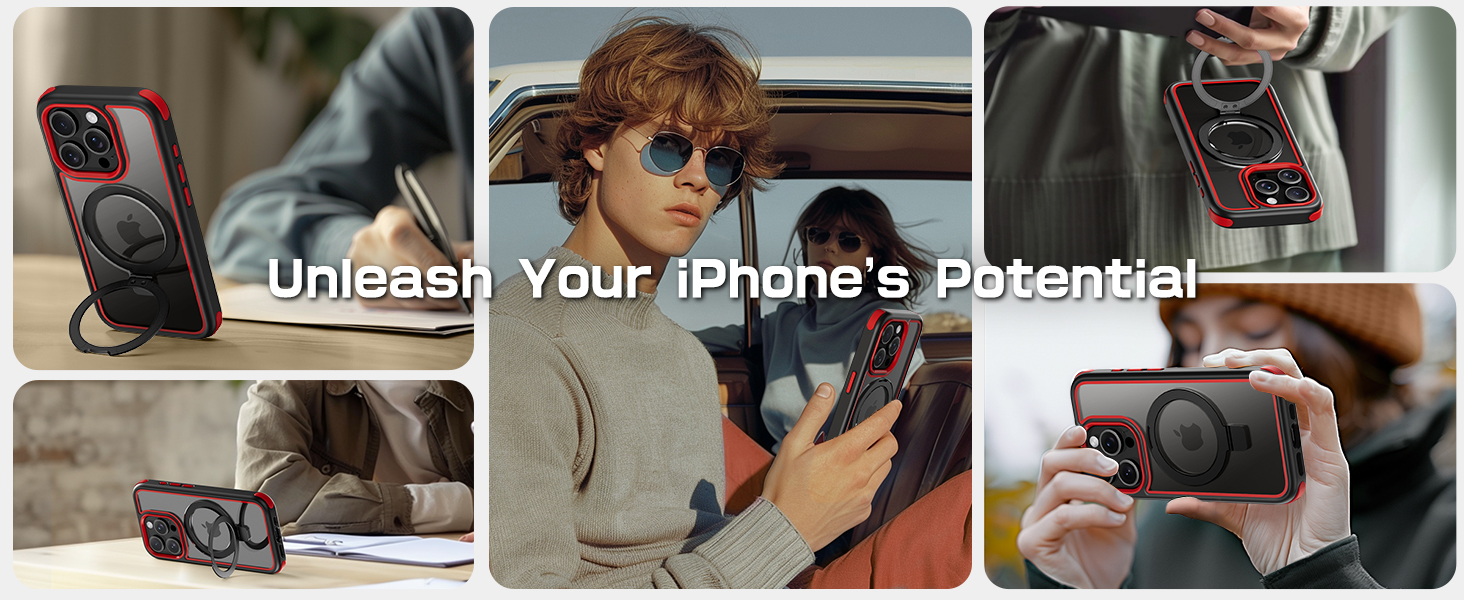 Mobnano for iPhone 15 Pro Max Case with Stand, Compatible