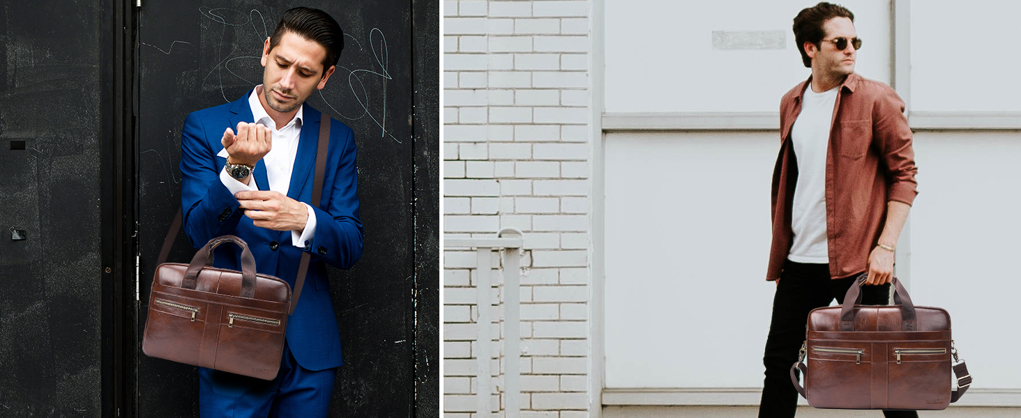 SPAHER Leather Briefcase – multiple carry modes