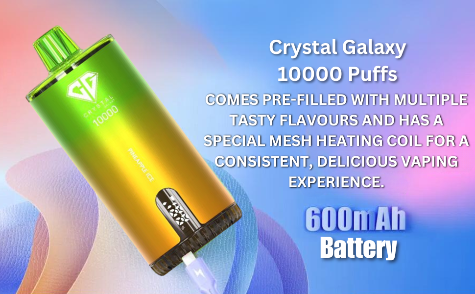 Crystal Galaxy 10000 Puffs Disposable Vape, 10k Long Lasting Fruit Flavours E-Cigarette, Draw-Activated Mesh Coil Vapes Rechargeable, 0mg Nicotine Free (Blue RL) : Amazon.co.uk: Health & Personal Care