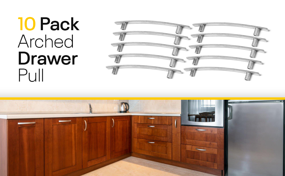 FIGO HOME Kitchen Handles 10 Pack Zinc Alloy, Solid, Curved