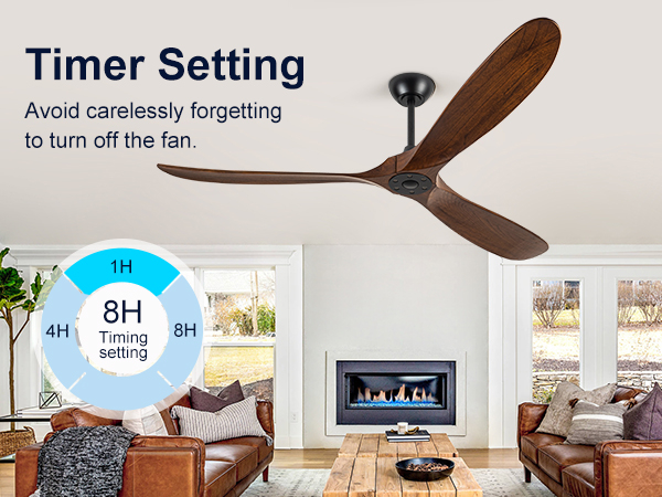 not fox② YKXONFA Solid Wood Ceiling Fans Without Light, 72 inch Real