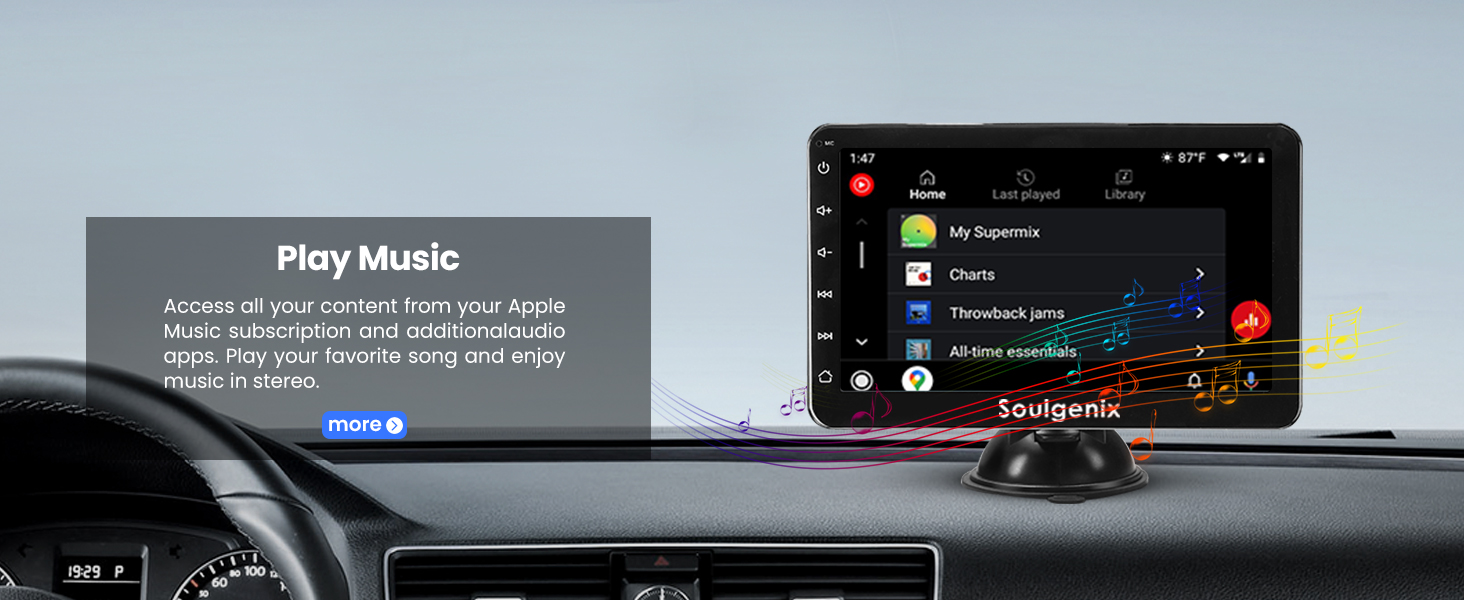 Soulgenix Wireless Apple Carplay Screen with Backup Camera