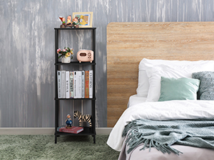 vintage style wooden bookshelf