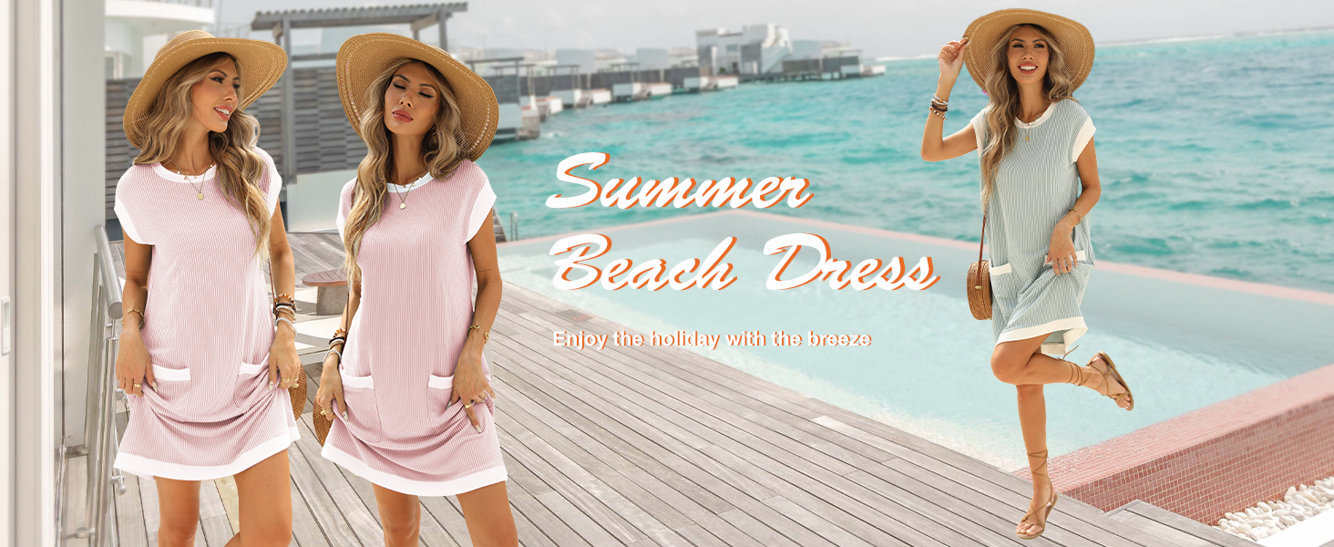 black summer dress for women uk midi skirtdress color block short sleeve loose fit