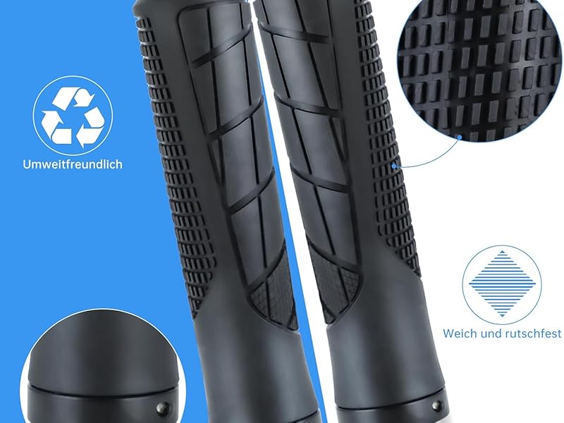 Bike Handlebar Grips 131mm Eco-Friendly Rubber Ergonomic Bicycle Grips with R/L Direction Marks & Allen Wrench, Anti-Slip Shock-Absorbing Comfortable Grips for 22.2mm MTB BMX Folding E-Bike Scooter Designed for Daily Commuting and Adventure