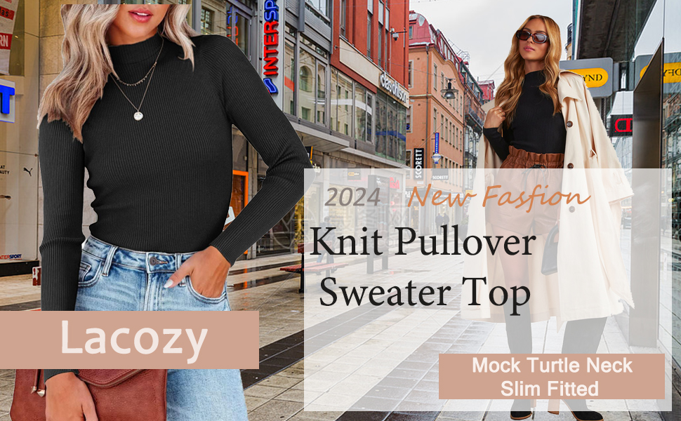 Women Long Sleeve Ribbed Knit Sweater