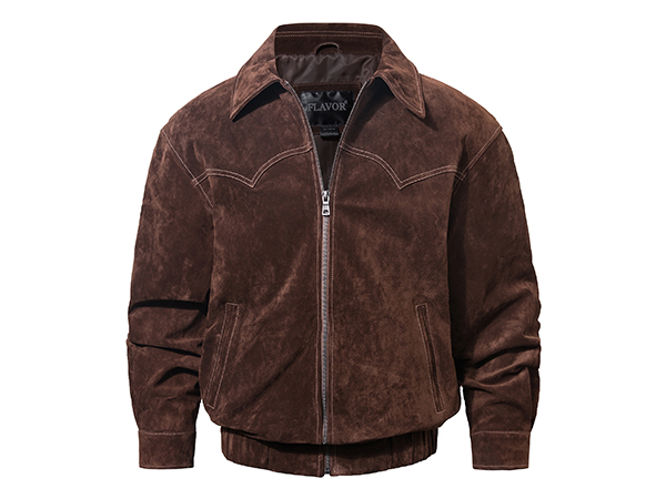 FLAVOR Men Genuine Leather Bomber Jacket Casual Fall Winter