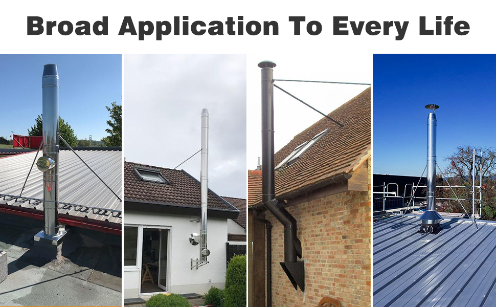 6" Extended Chimney Stove Pipe Roof Bracket Support, Stainless Steel