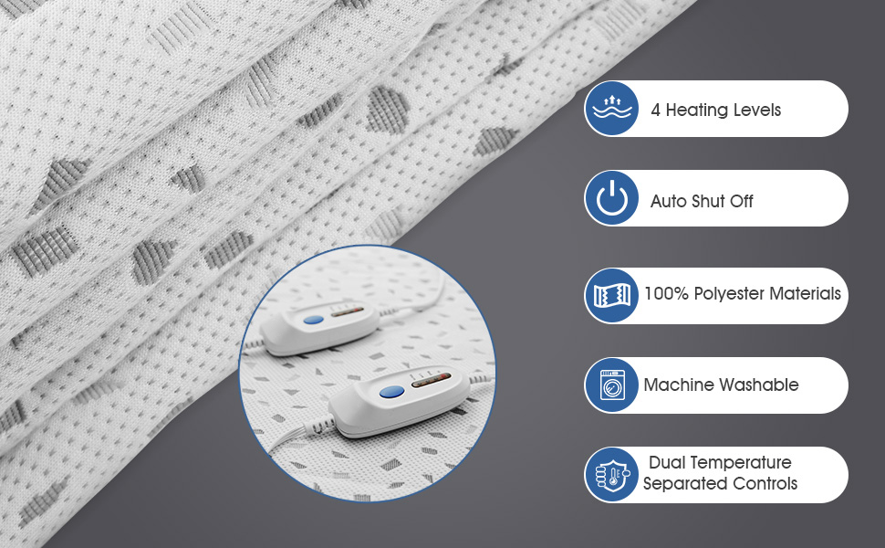 Heated Mattress Pad Queen Size 60"x80", Electric Underblanket Mattress Cover Bed Warmer Fit up