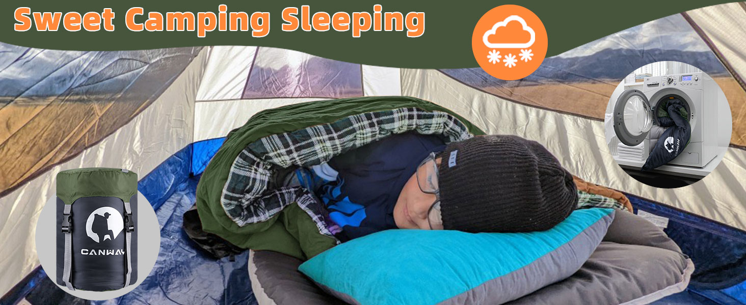 CANWAY Sleeping Bag with Compression Sack, Lightweight and Waterproof
