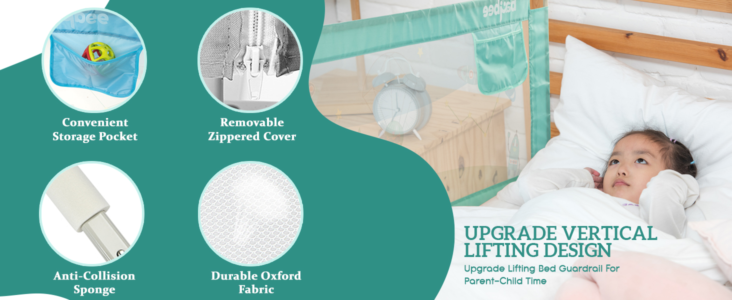 Baybee Bed Rail Guard Barrier for Baby Portable Safety Adjustable