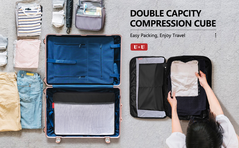 U+U DoubleSided Compression Packing Cube & 6 Set Packing