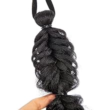 VAVANGA 18inch Twisted Braid Ponytail Extension 2pcs Set
