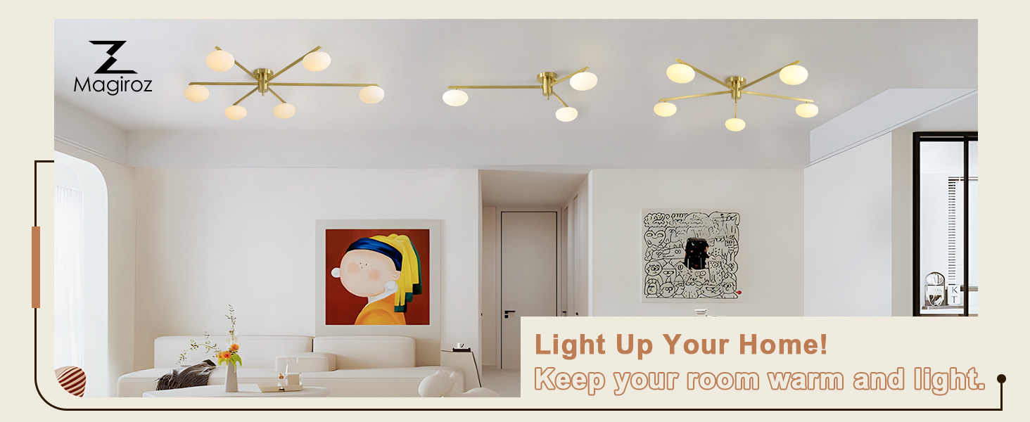 3-Light Gold Semi Flush Mount Ceiling Light