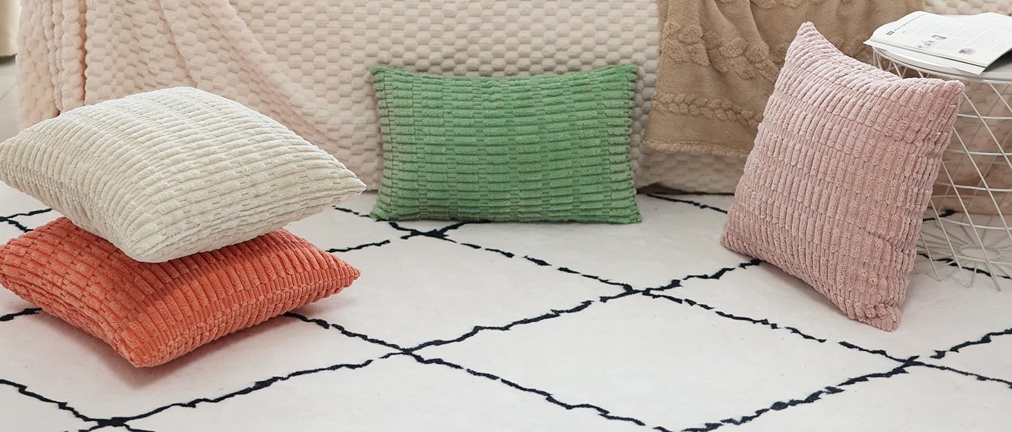 Henzxi Pack of 2 Dark Blue Corduroy Decorative Throw Pillow