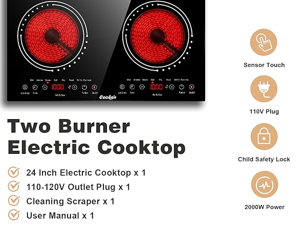 2 burner electric cooktop