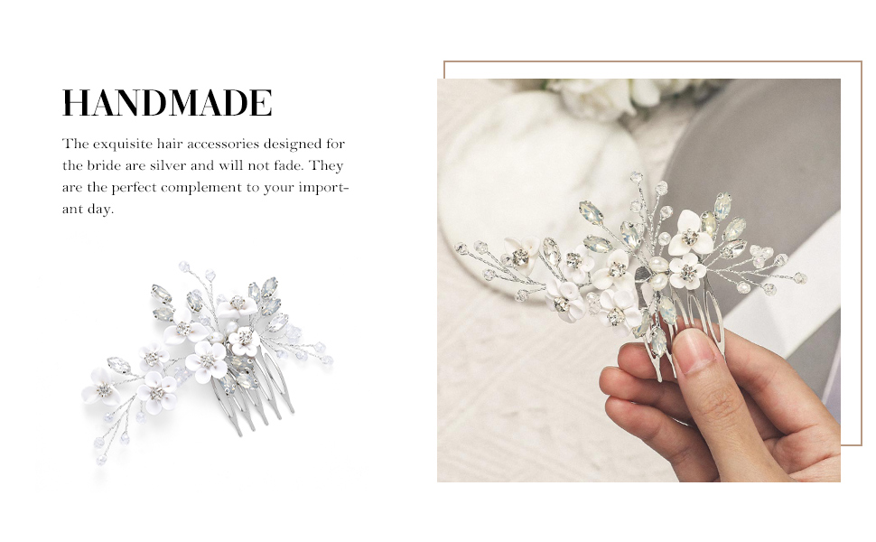 Unicra Bride Wedding Hair Combs Silver Delicate Opal Crystal Headpieces Rhinestone Hair Accessories