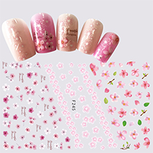 Doneace Flower Nail Art Stickers Decals Colorful Cheery Blossoms 3D Nail Sticker