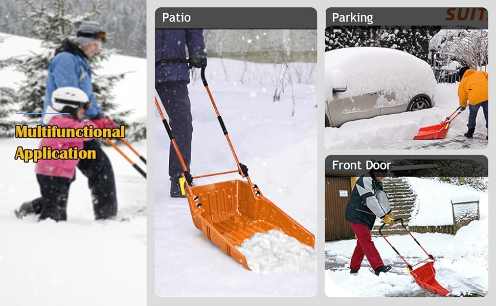 S AFSTAR 26inch Sleigh Shovel, Heavy Duty Folding Snow