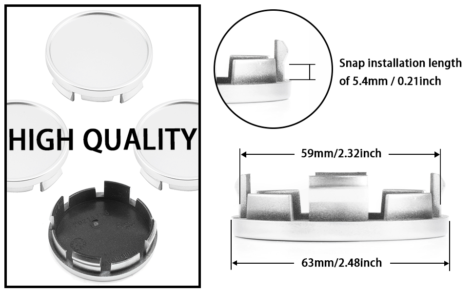 Rheedal 4Pcs 63MM/2.48Inch Center Caps for Dodge Jeep Wheel