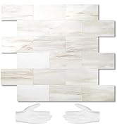 STICKGOO 10-Sheet Subway Tile Peel and Stick Backsplash, Seamless Design Polished Eurasia Beige K...