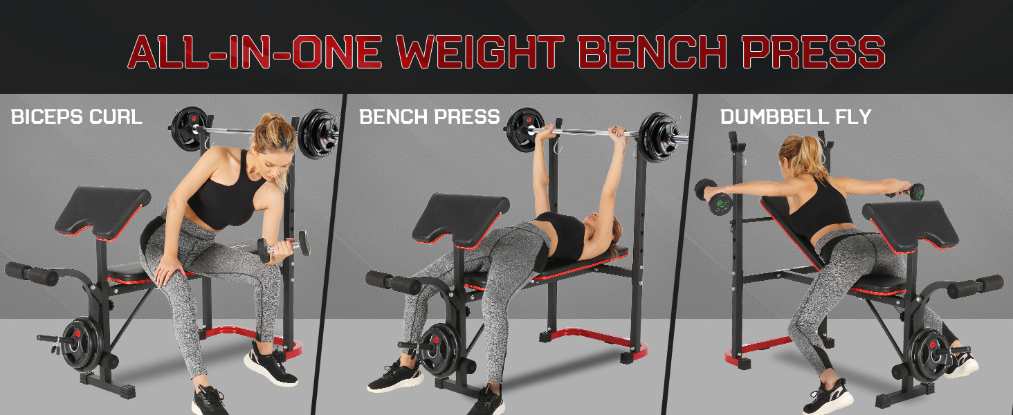 OPPSDECOR Standard Weight Bench Set, Adjustable Bench Press