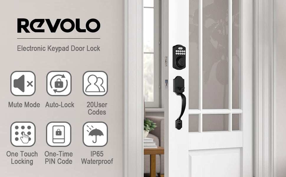 REVOLO Electronic Keypad Deadbolt, Keyless Entry Door Lock,Keyed Entry