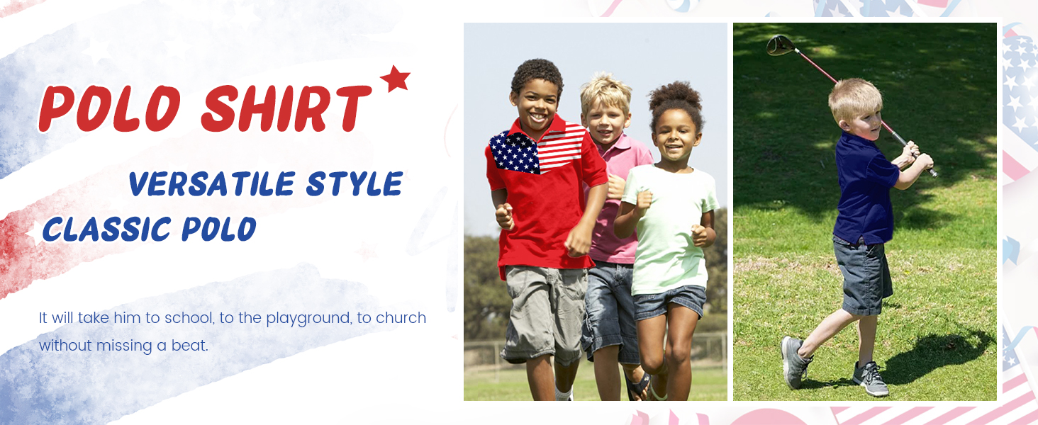 Boys American flag polo shirt