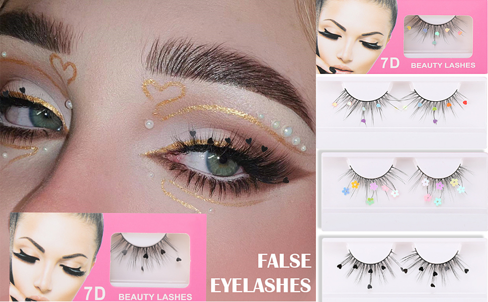 colored sequined false eyelashes glitter 3D fluffy lashes halloween New Year cosplay eyelashes