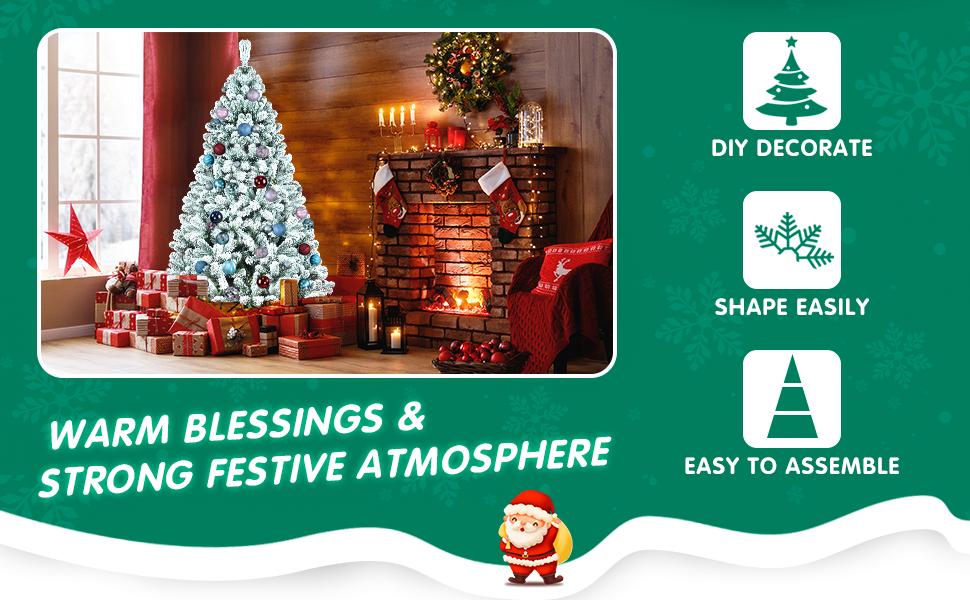 Flocked Realistic Christmas Tree NotPrelit 8Ft Artificial