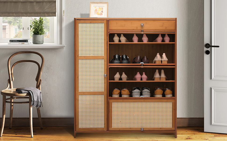 MoNiBloom Shoe for Entryway, Adjustable Shelves